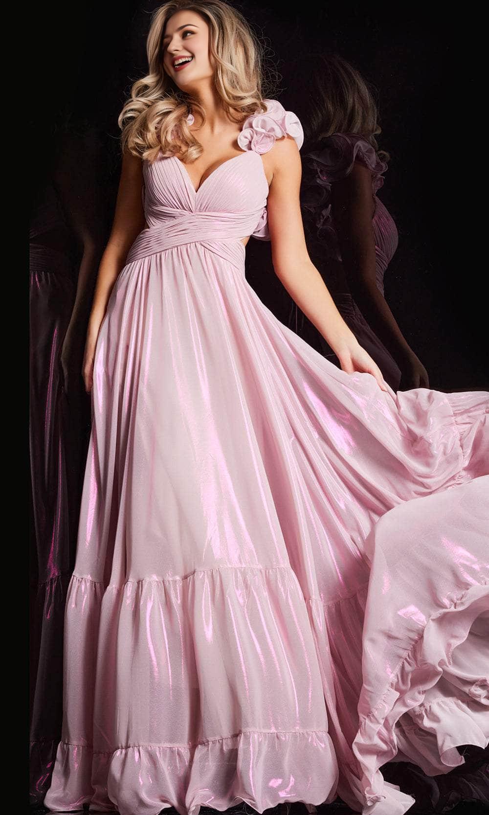 Formal Wear Dresses/ Floral Accent Straps A-Line Lace Up Back Floor Length Hem Prom Evening Dress/ Evening Dresses For Women